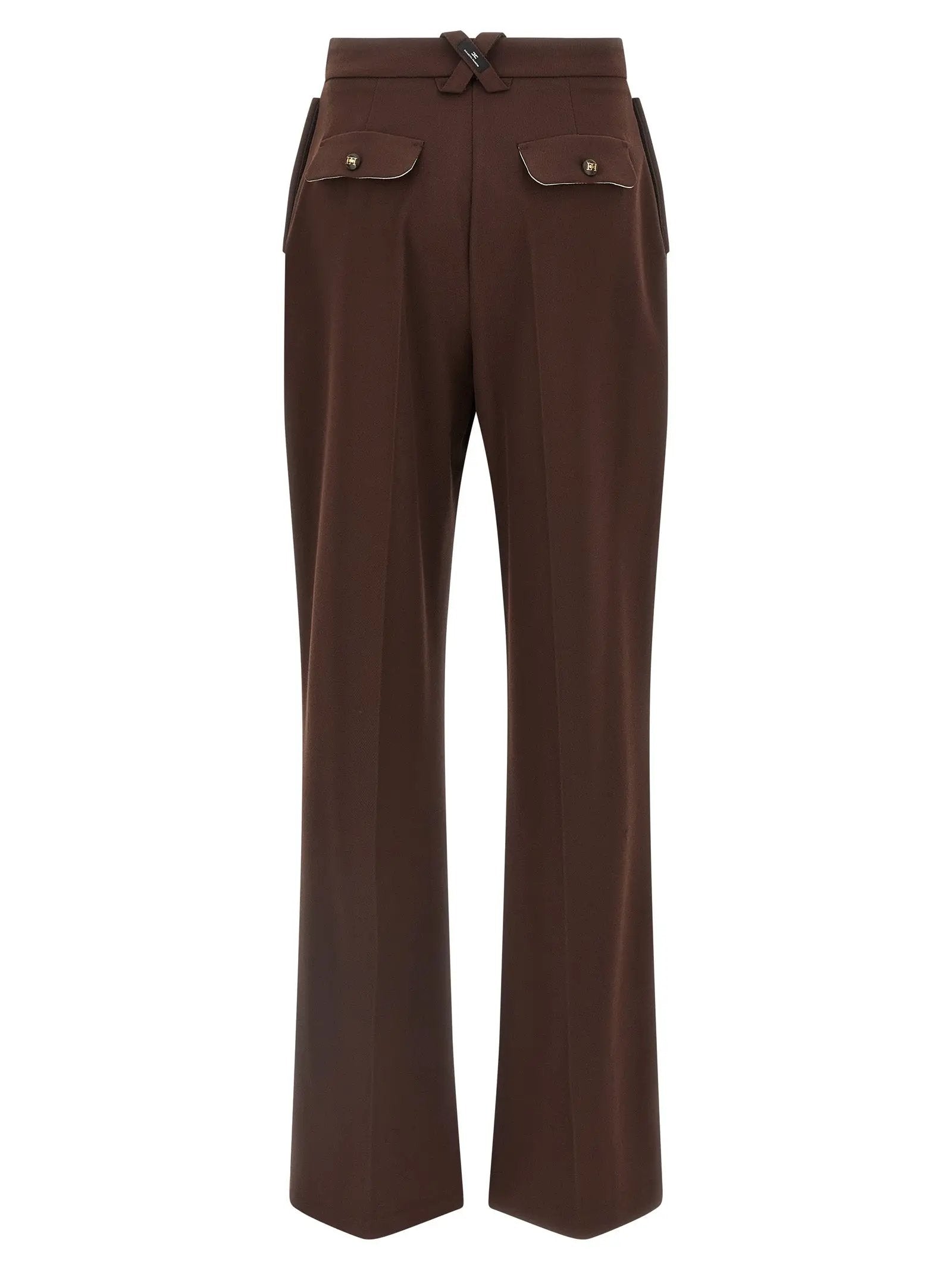 Elisabetta Franchi Brown Polyester Casual Pants