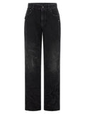 Balenciaga Black Cotton Straight-Leg Jeans