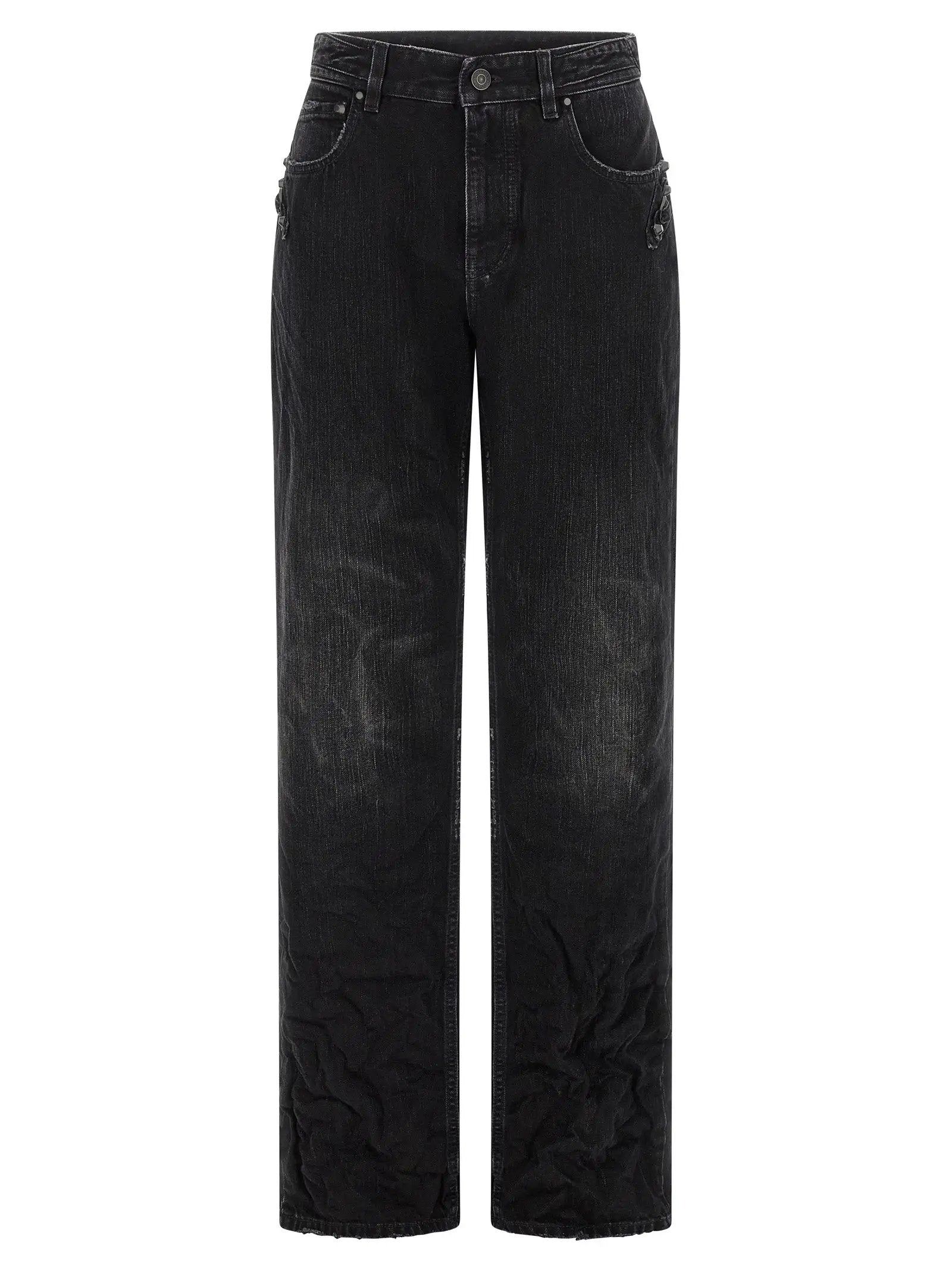 Balenciaga Black Cotton Straight-Leg Jeans