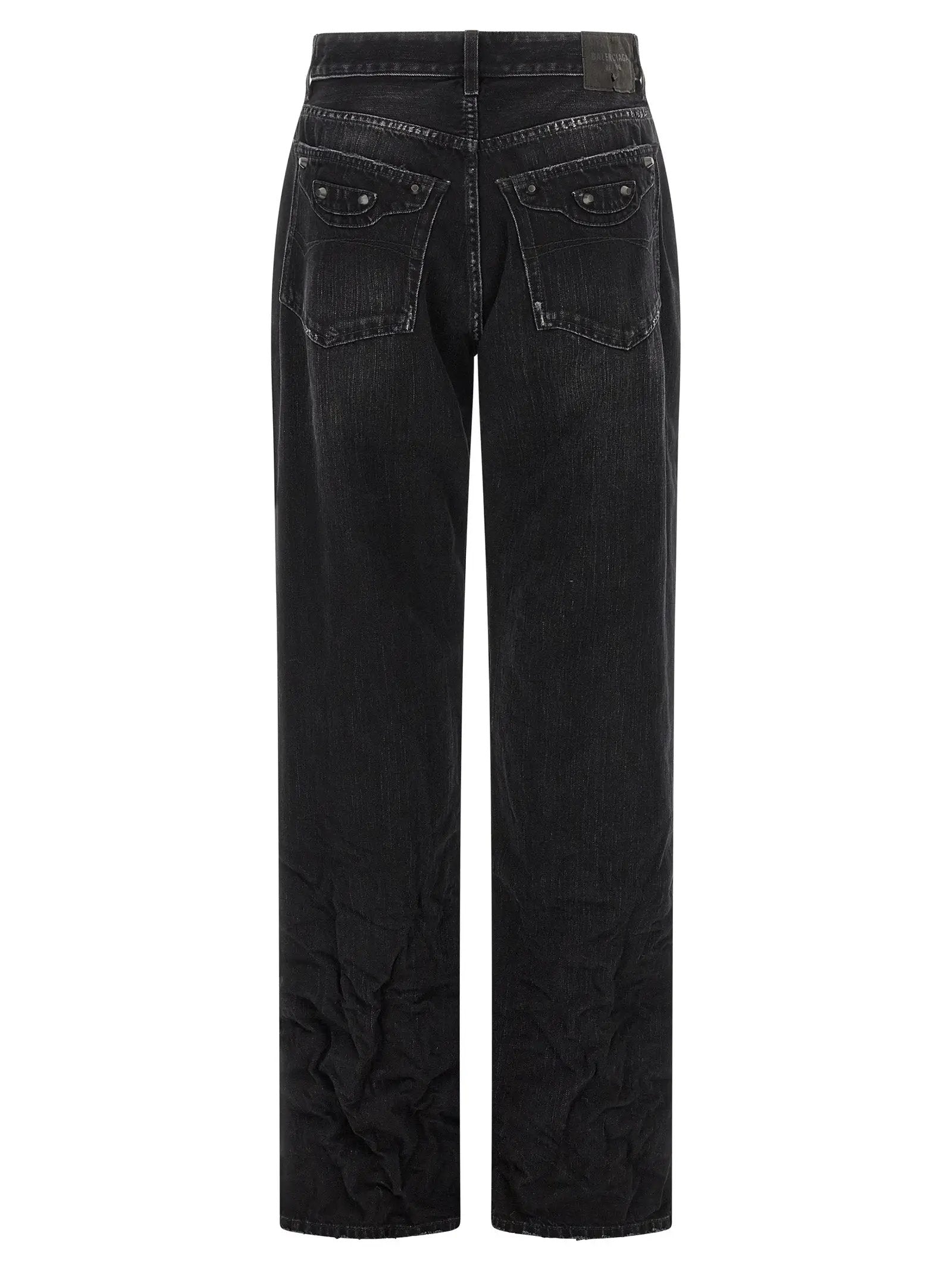 Balenciaga Black Cotton Straight-Leg Jeans