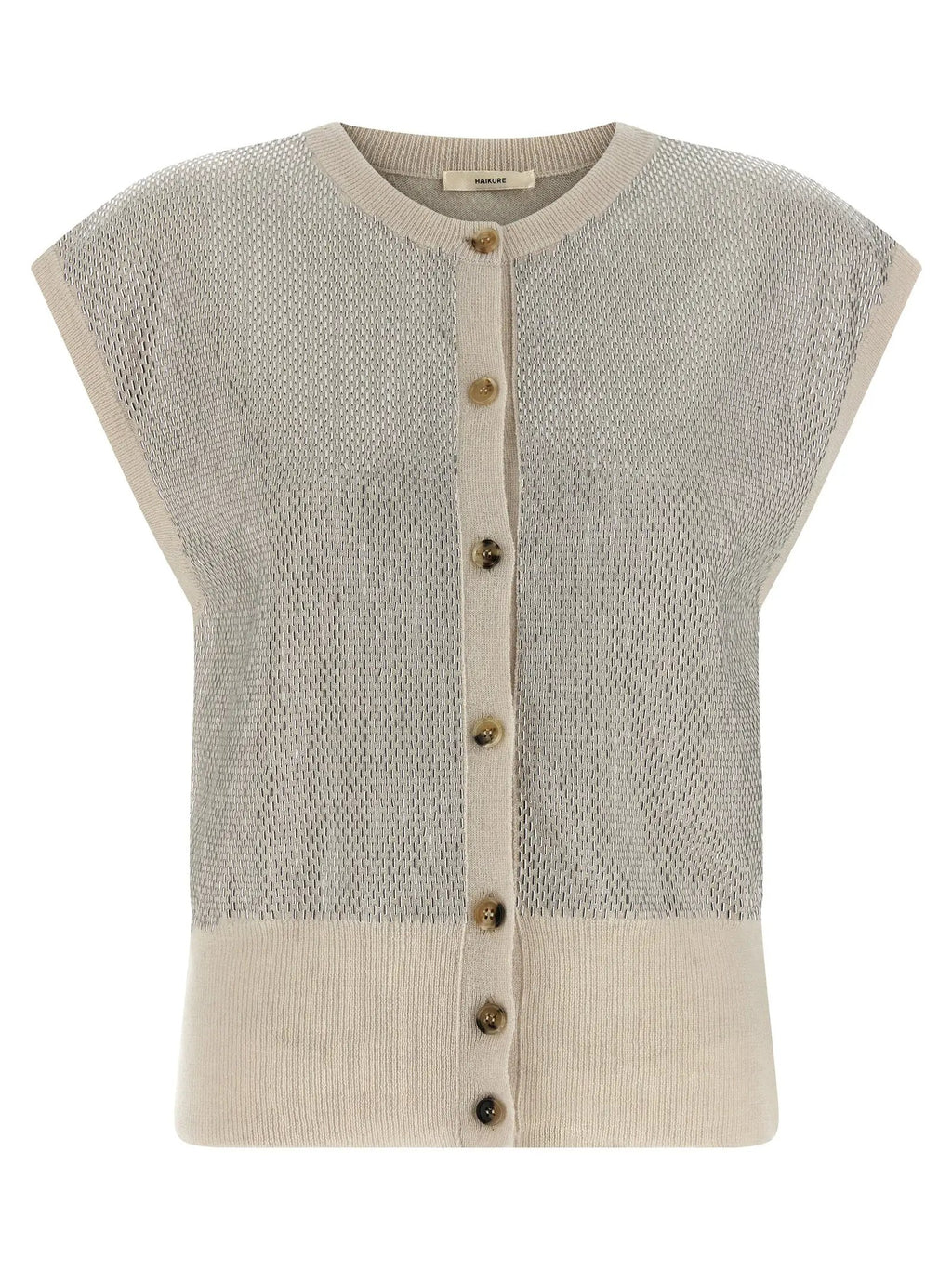 Haikure Beige Virgin Wool Sleeveless Jacket