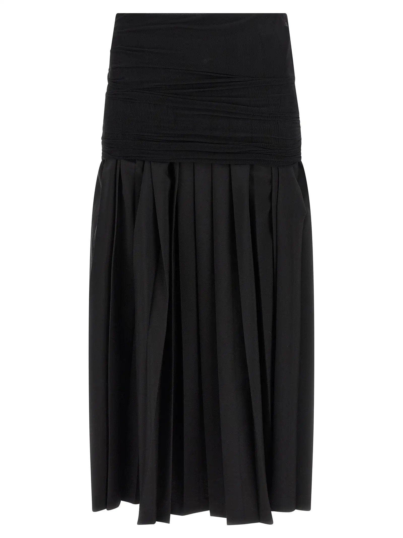 MM6 Maison Margiela Black Polyester Midi Skirt