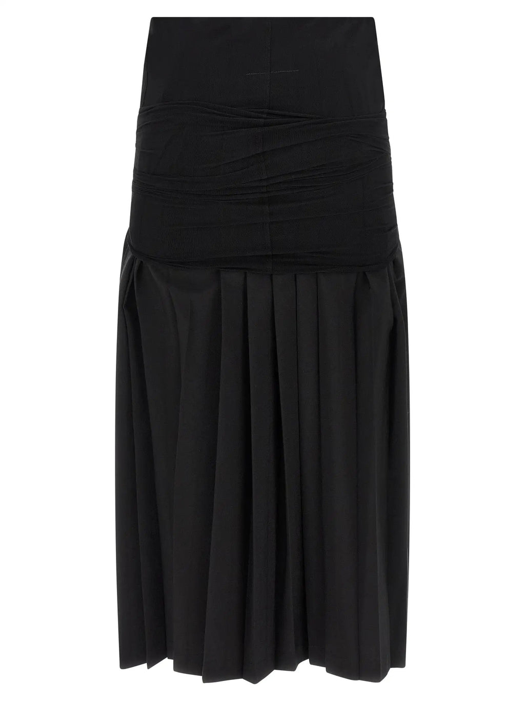 MM6 Maison Margiela Black Polyester Midi Skirt