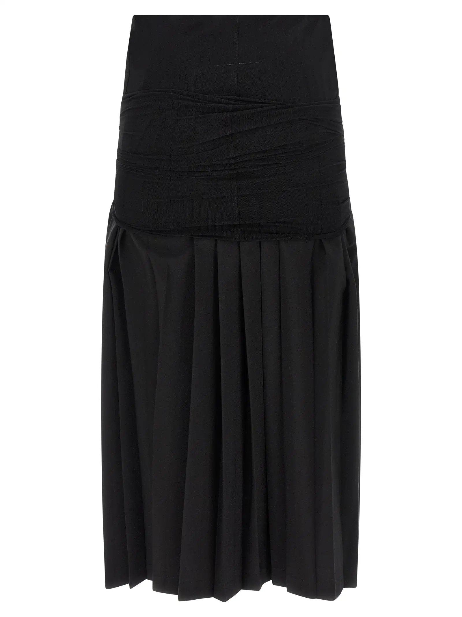 MM6 Maison Margiela Black Polyester Midi Skirt