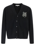 Maison Kitsuné Black Merino Wool Cardigan
