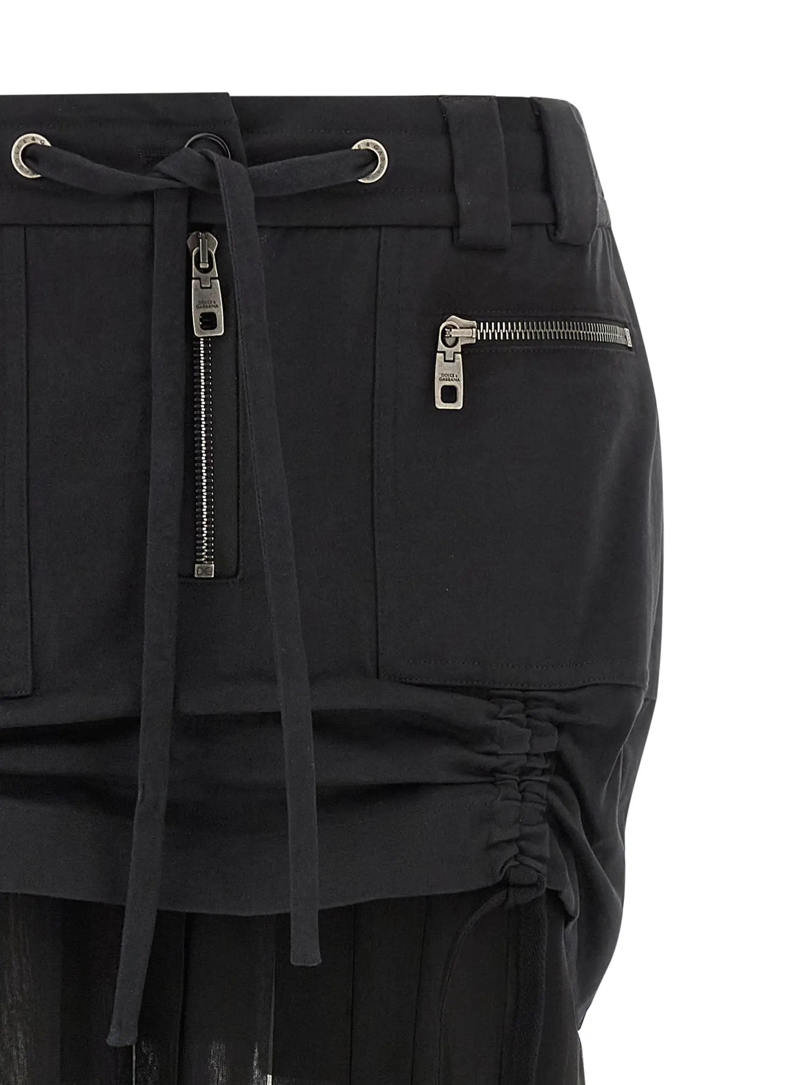 Dolce & Gabbana Black Silk Midi Skirt