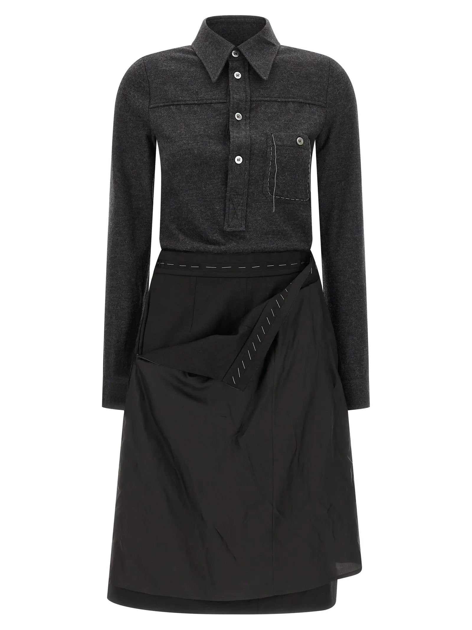 Maison Margiela Gray Virgin Wool Midi Dress