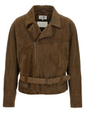 MM6 Maison Margiela Brown Calfskin Leather Jacket