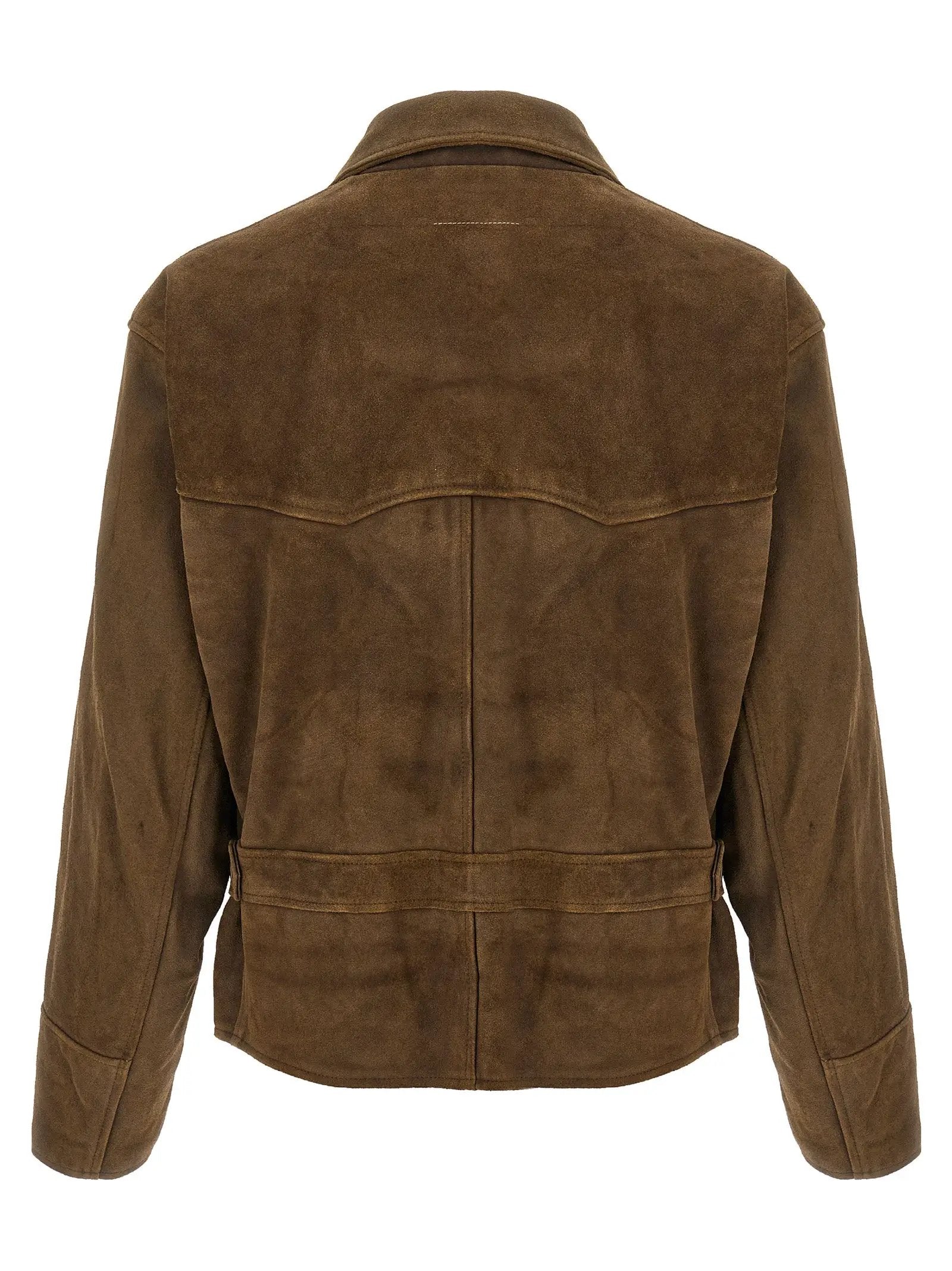 MM6 Maison Margiela Brown Calfskin Leather Jacket