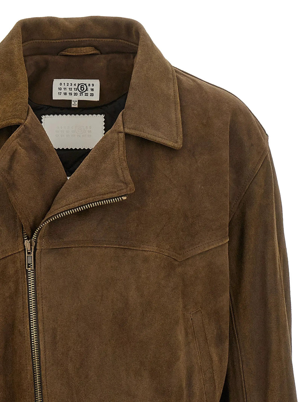 MM6 Maison Margiela Brown Calfskin Leather Jacket