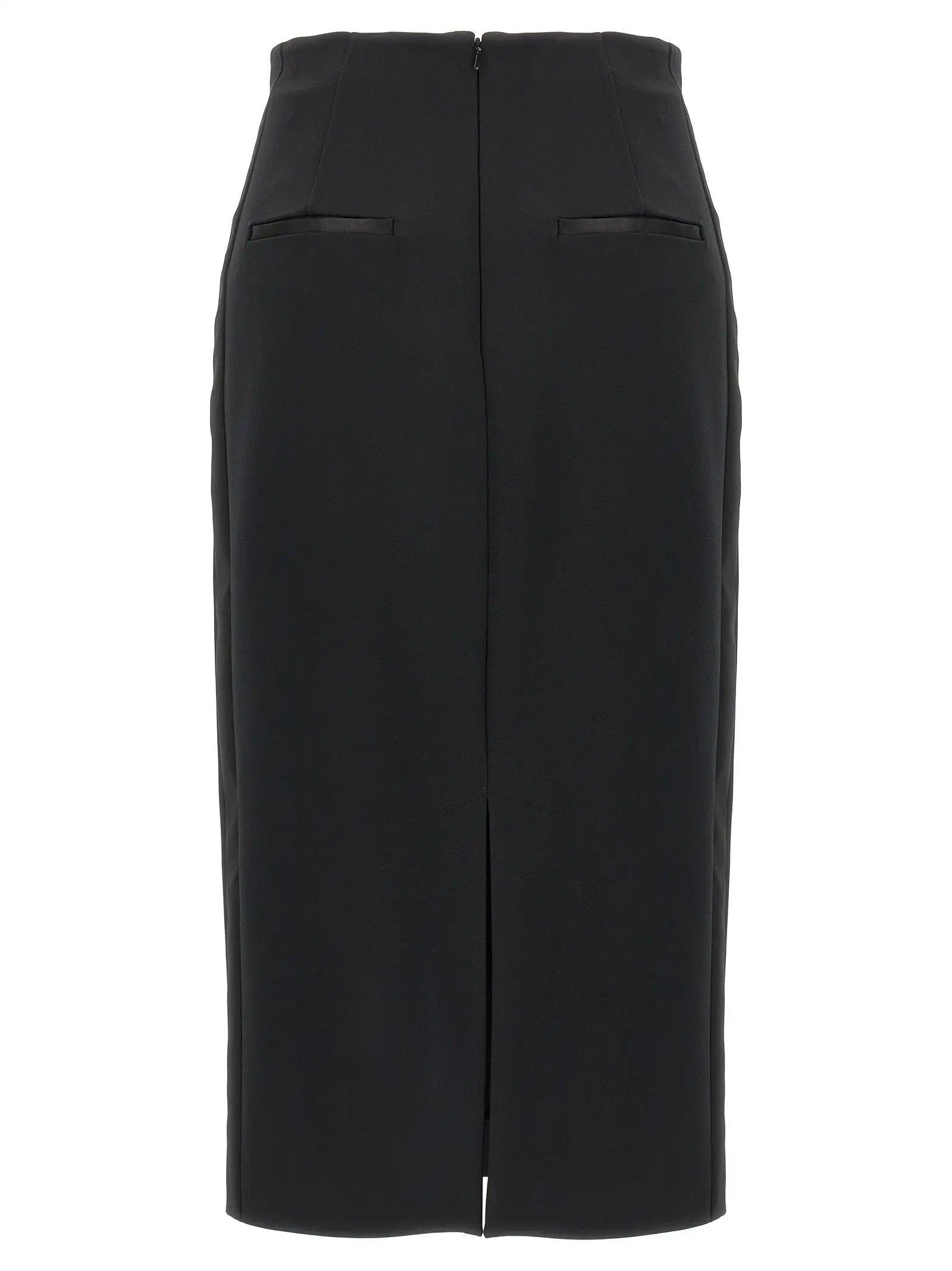 Max Mara Black Viscose Midi Skirt