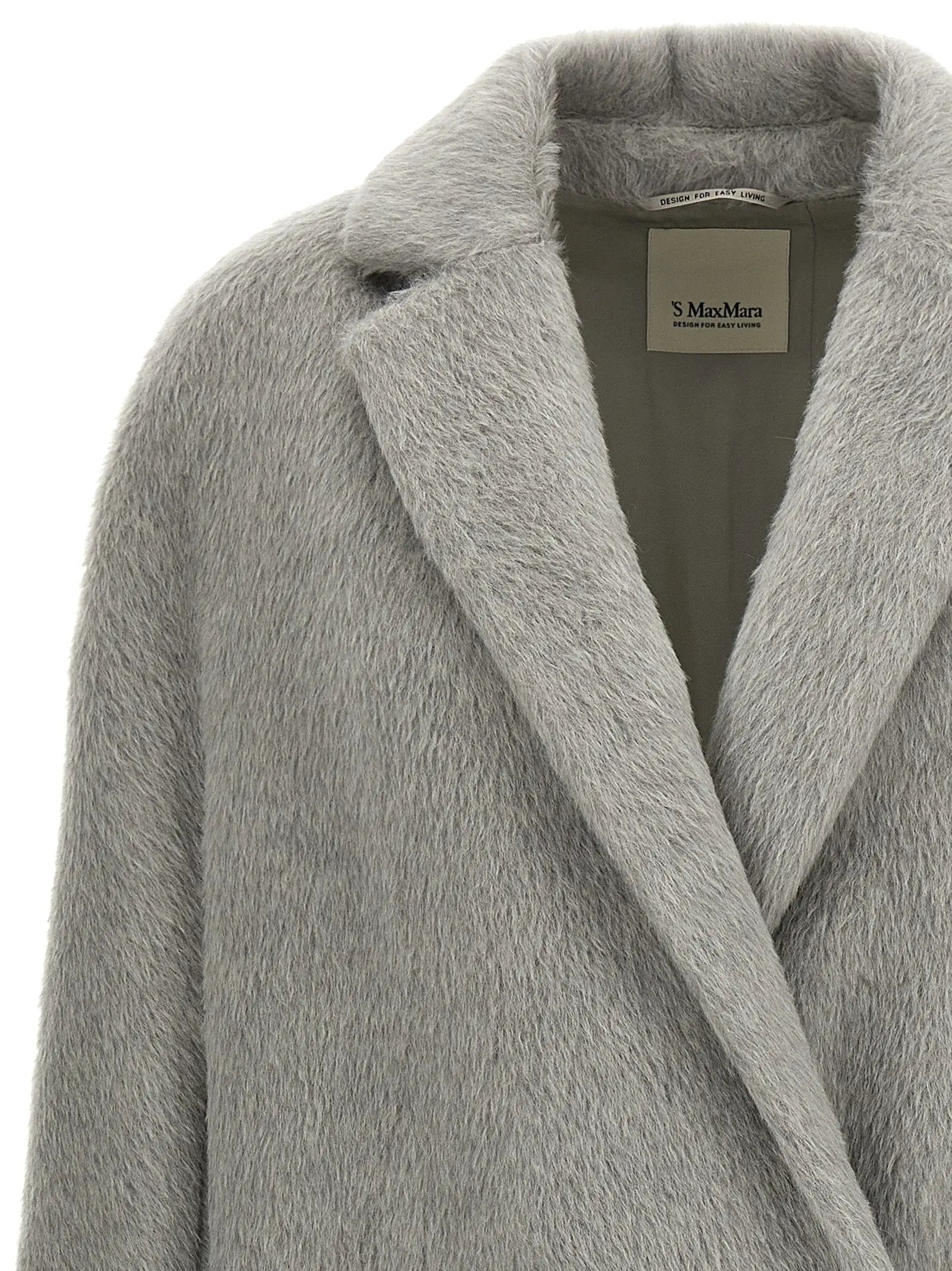 'S Max Mara Gray Alpaca Leather Coat