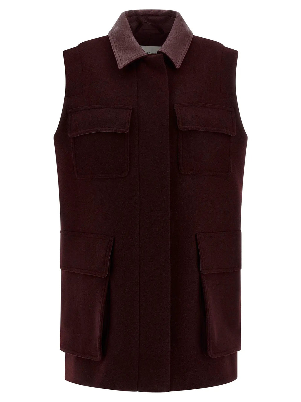 Max Mara Bordeaux Virgin Wool Sleeveless Jacket