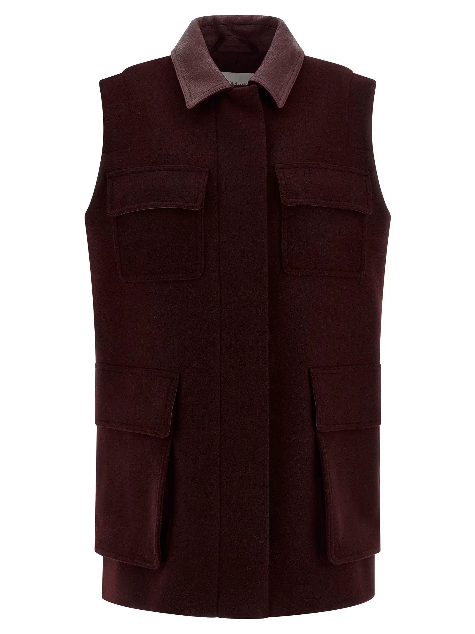 Max Mara Bordeaux Virgin Wool Sleeveless Jacket