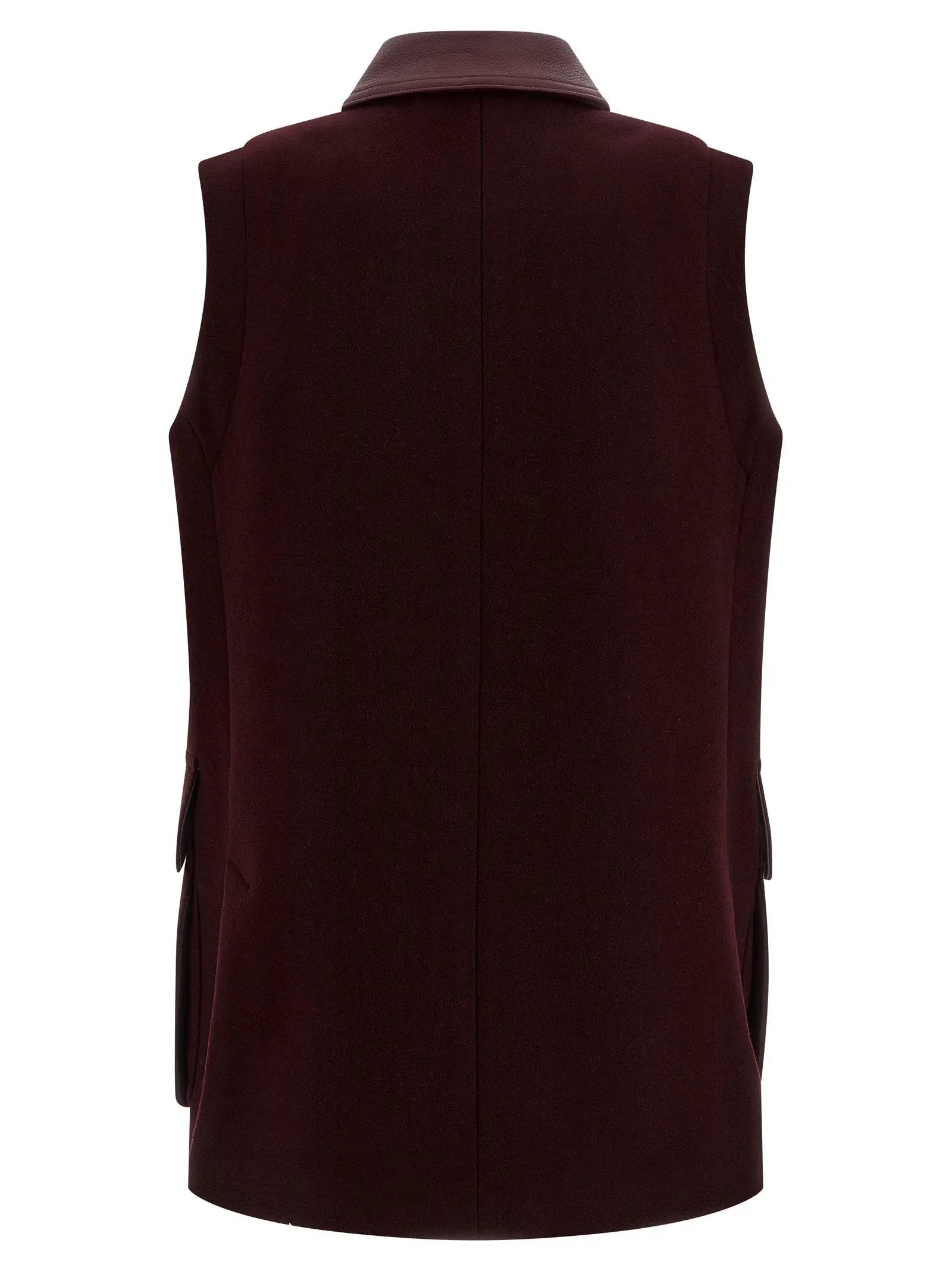 Max Mara Bordeaux Virgin Wool Sleeveless Jacket