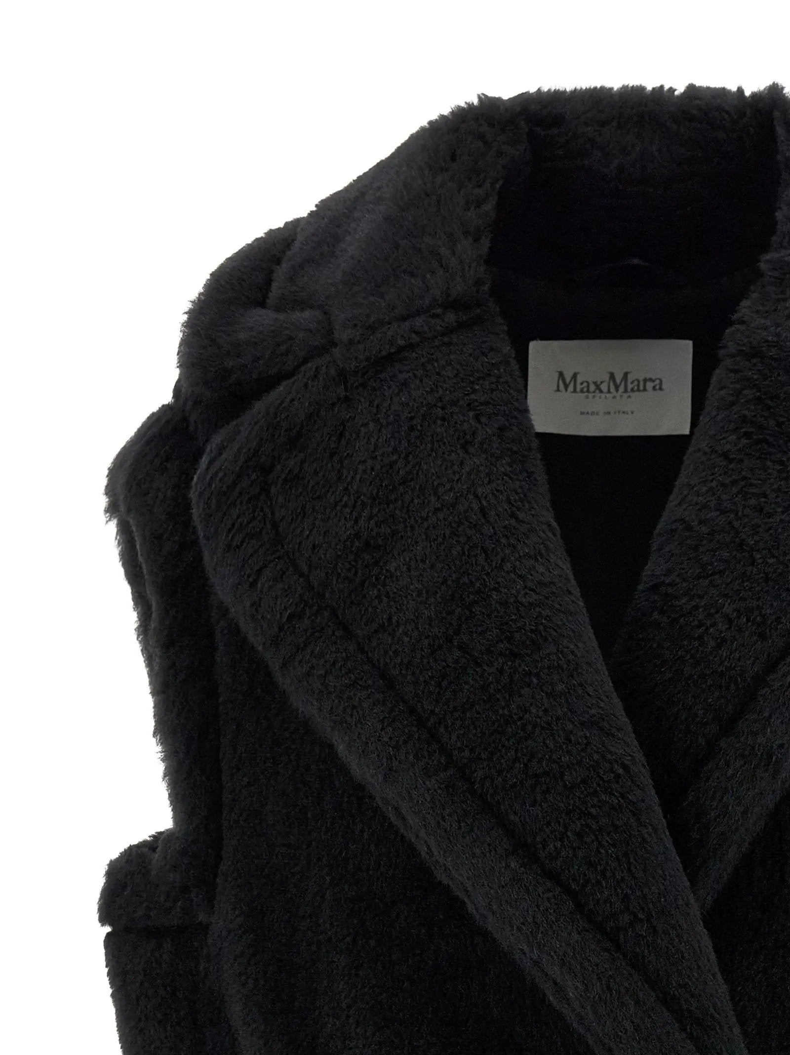 Max Mara Black Alpaca Leather Sleeveless Jacket