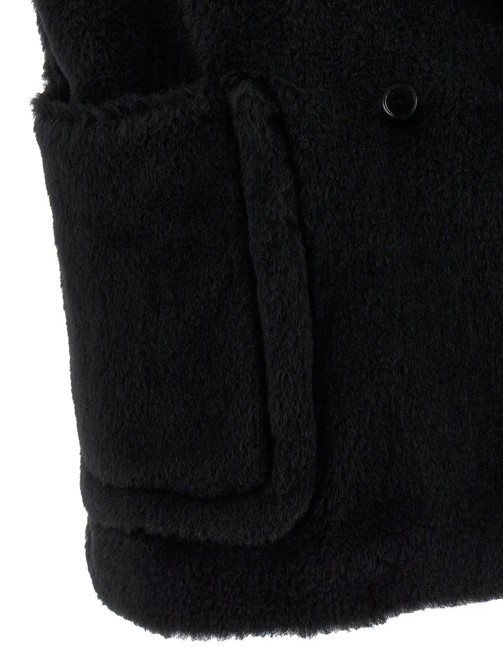 Max Mara Black Alpaca Leather Sleeveless Jacket