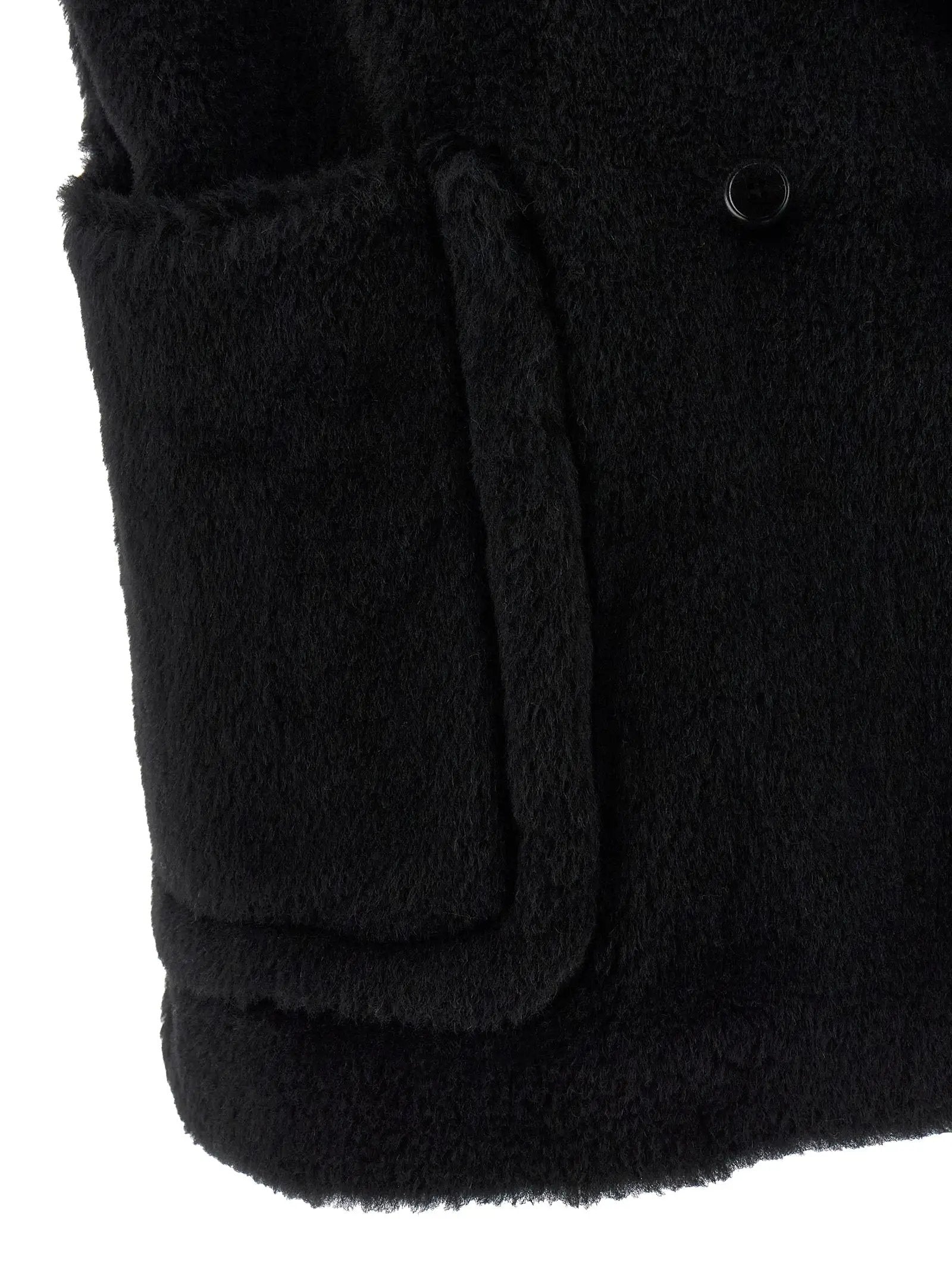 Max Mara Black Alpaca Leather Sleeveless Jacket