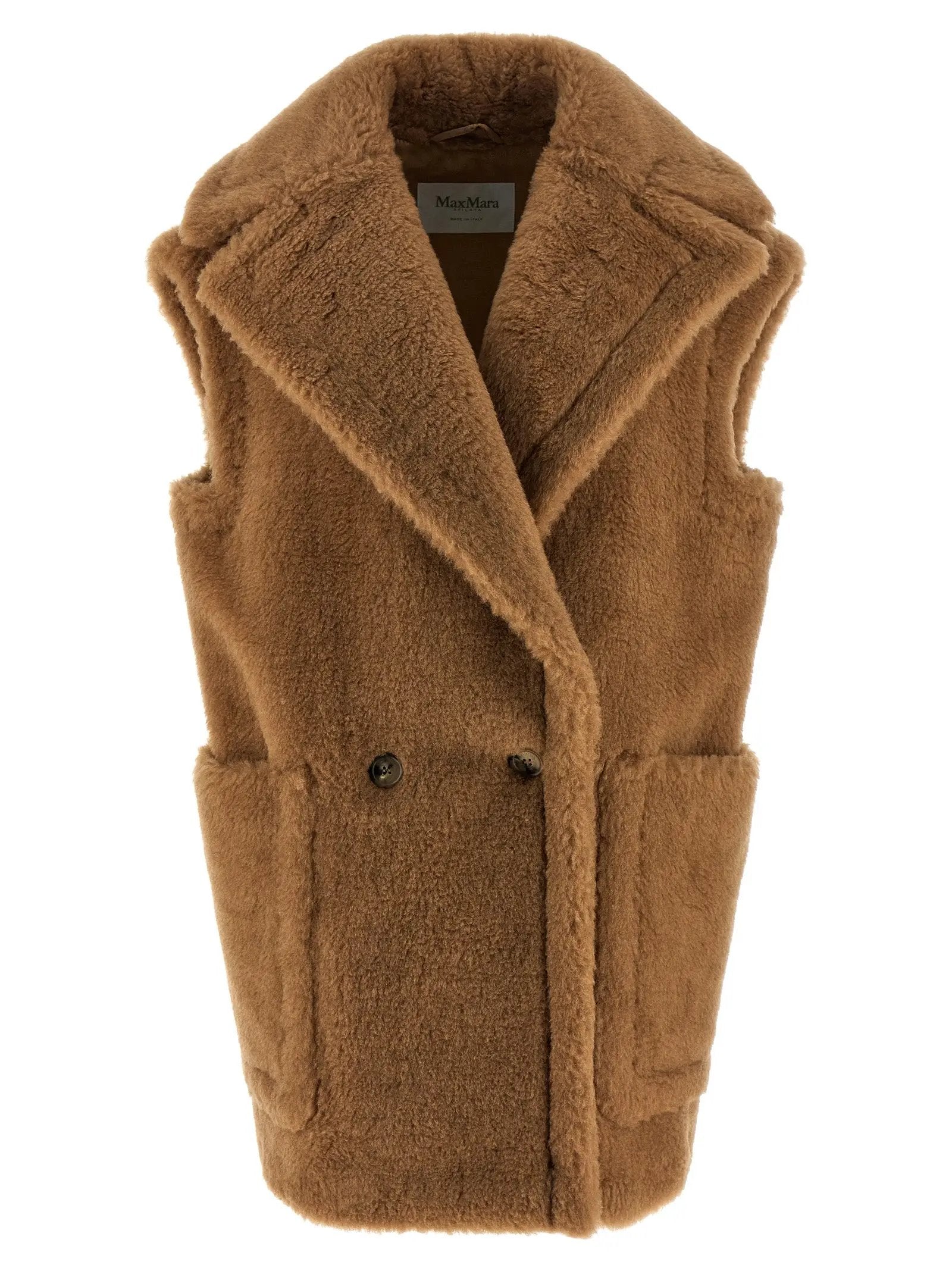 Max Mara Beige Wool Sleeveless Jacket