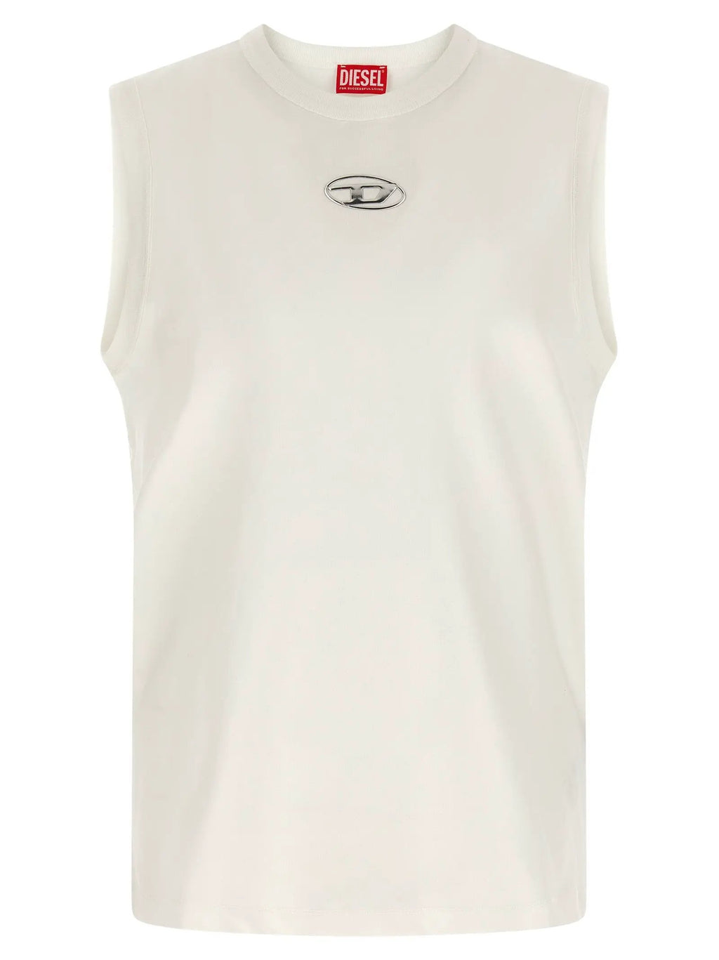 Diesel White Cotton Sleeveles T-Shirt