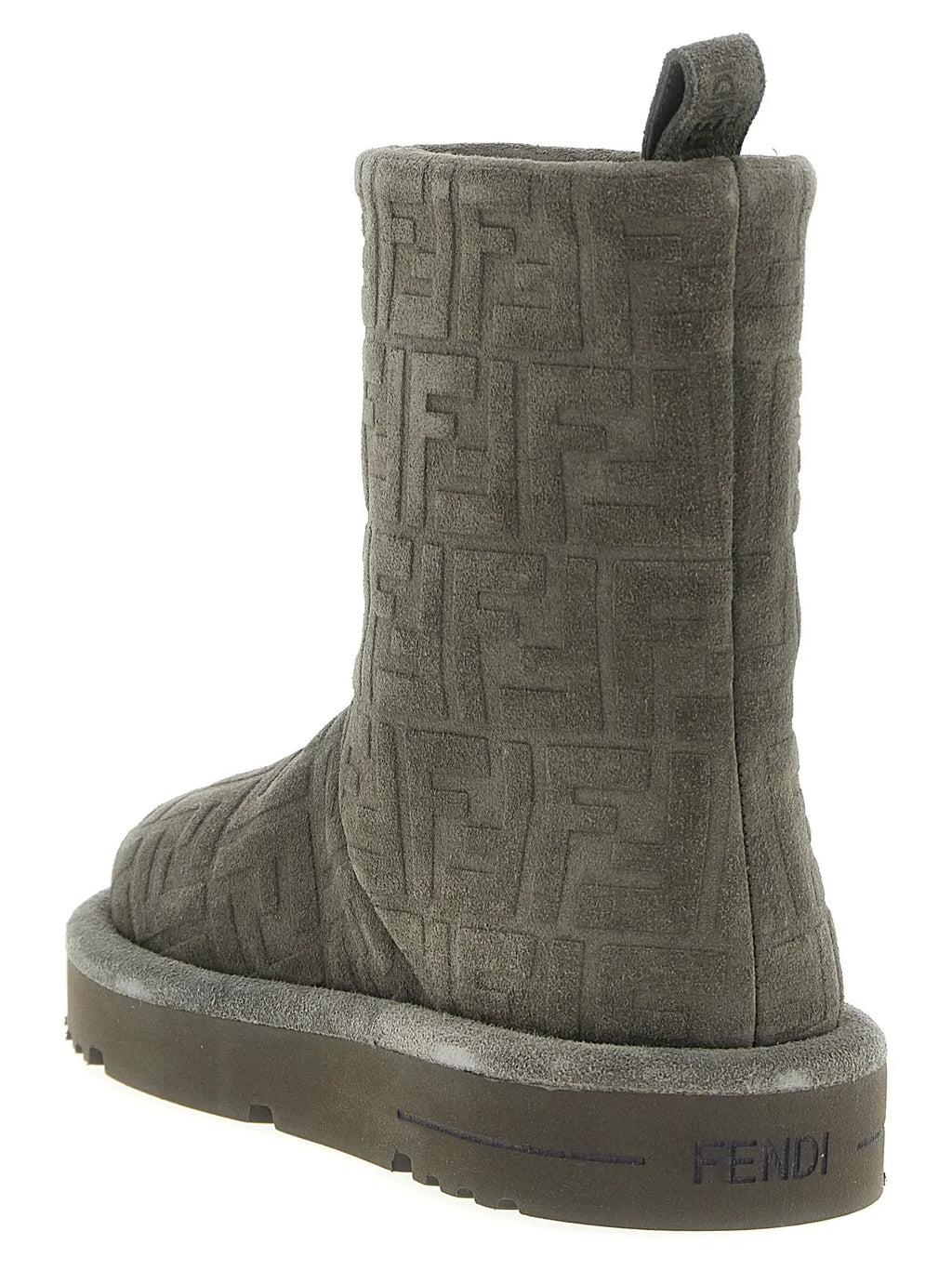 Fendi Gray Calfskin Ankle Boots