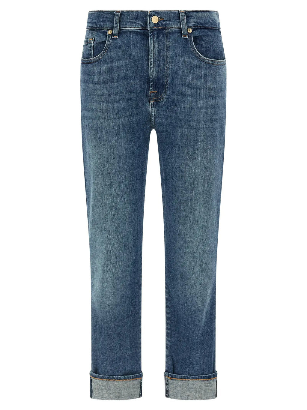 7 For All Mankind Blue Cotton Relaxed Fit Jeans