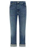 7 For All Mankind Blue Cotton Relaxed Fit Jeans
