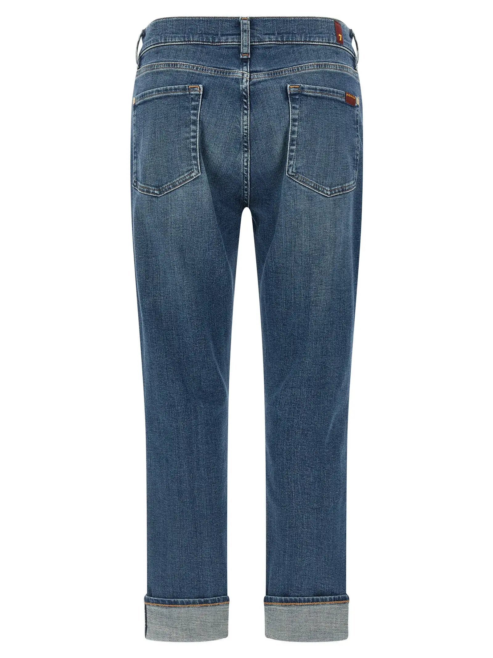 7 For All Mankind Blue Cotton Relaxed Fit Jeans