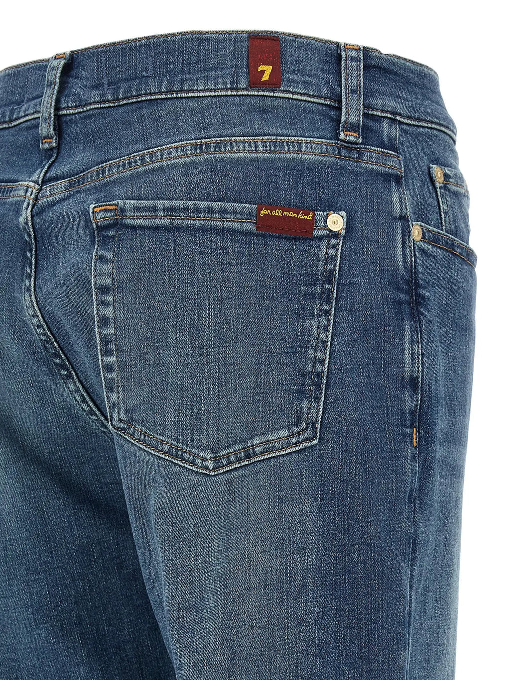 7 For All Mankind Blue Cotton Relaxed Fit Jeans