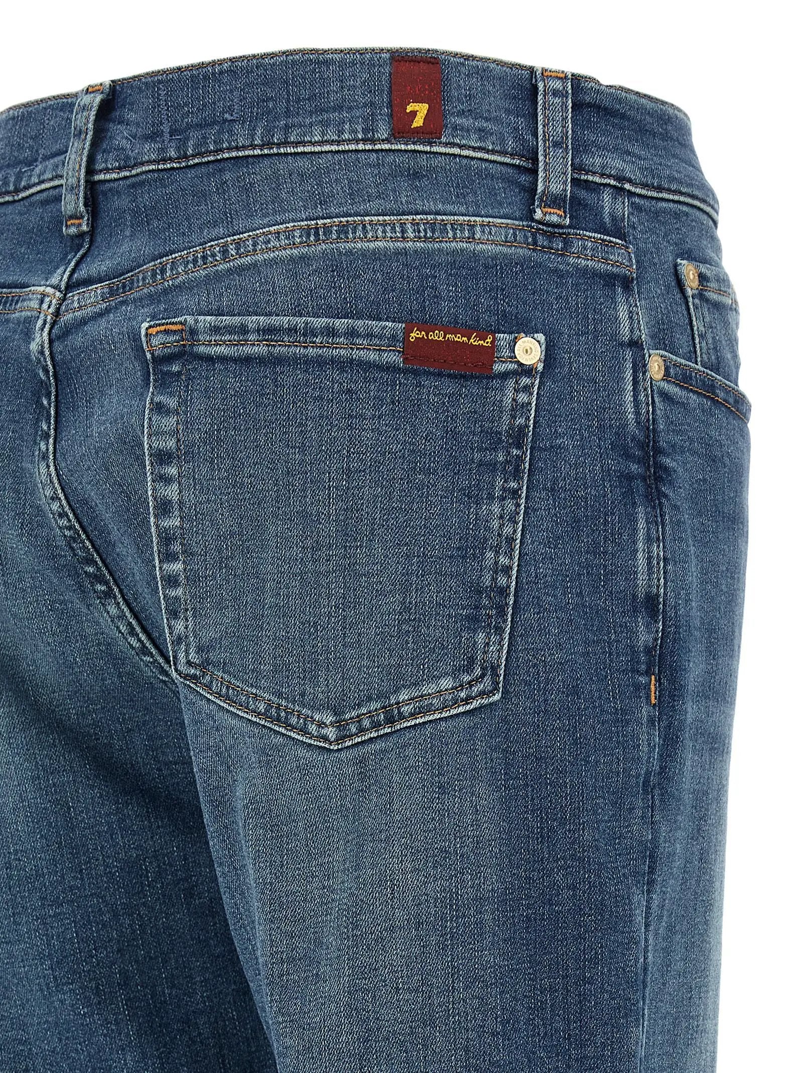 7 For All Mankind Blue Cotton Relaxed Fit Jeans
