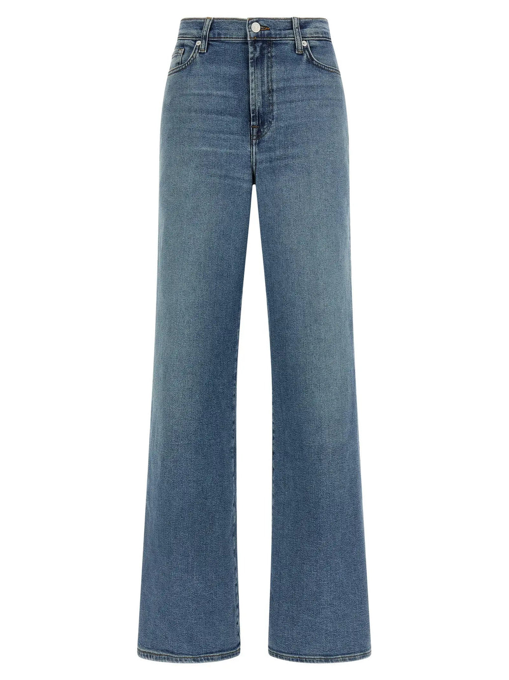 7 For All Mankind Blue Cotton Straight-Leg Jeans