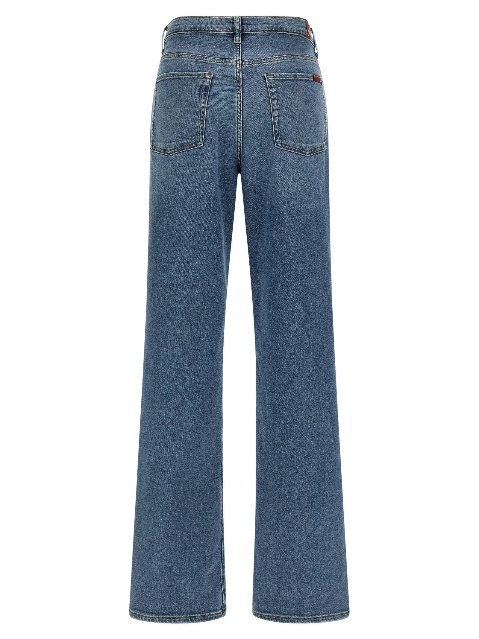 7 For All Mankind Blue Cotton Straight-Leg Jeans