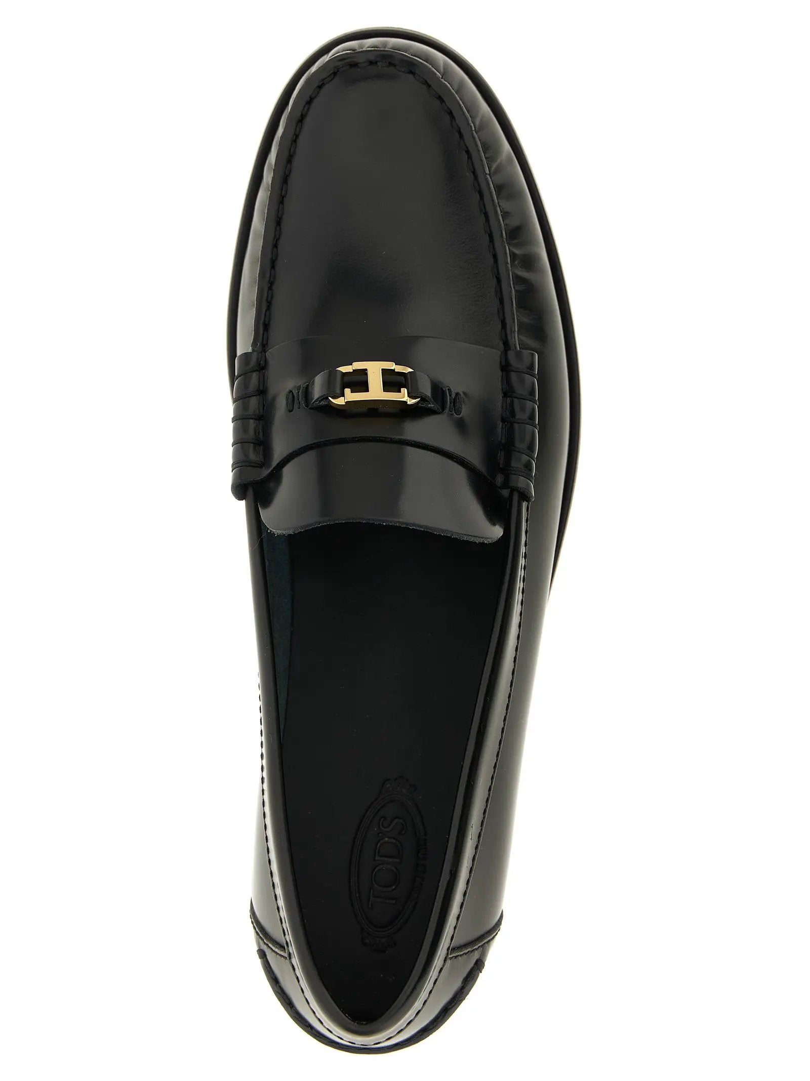 Tod's Black Calfskin Slip-On Loafers