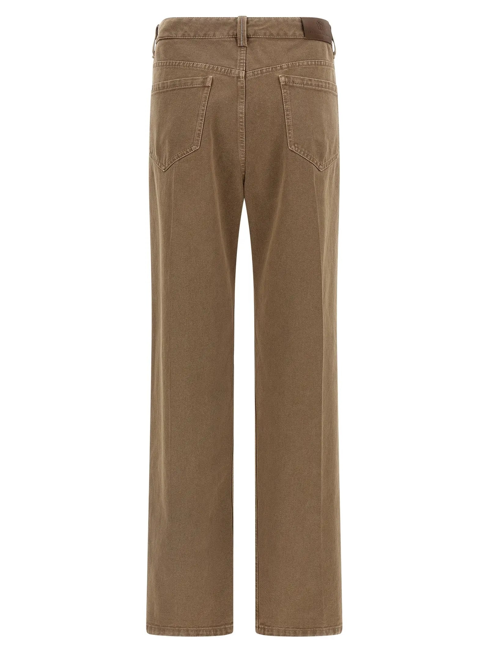 Brunello Cucinelli Jean droit en coton beige