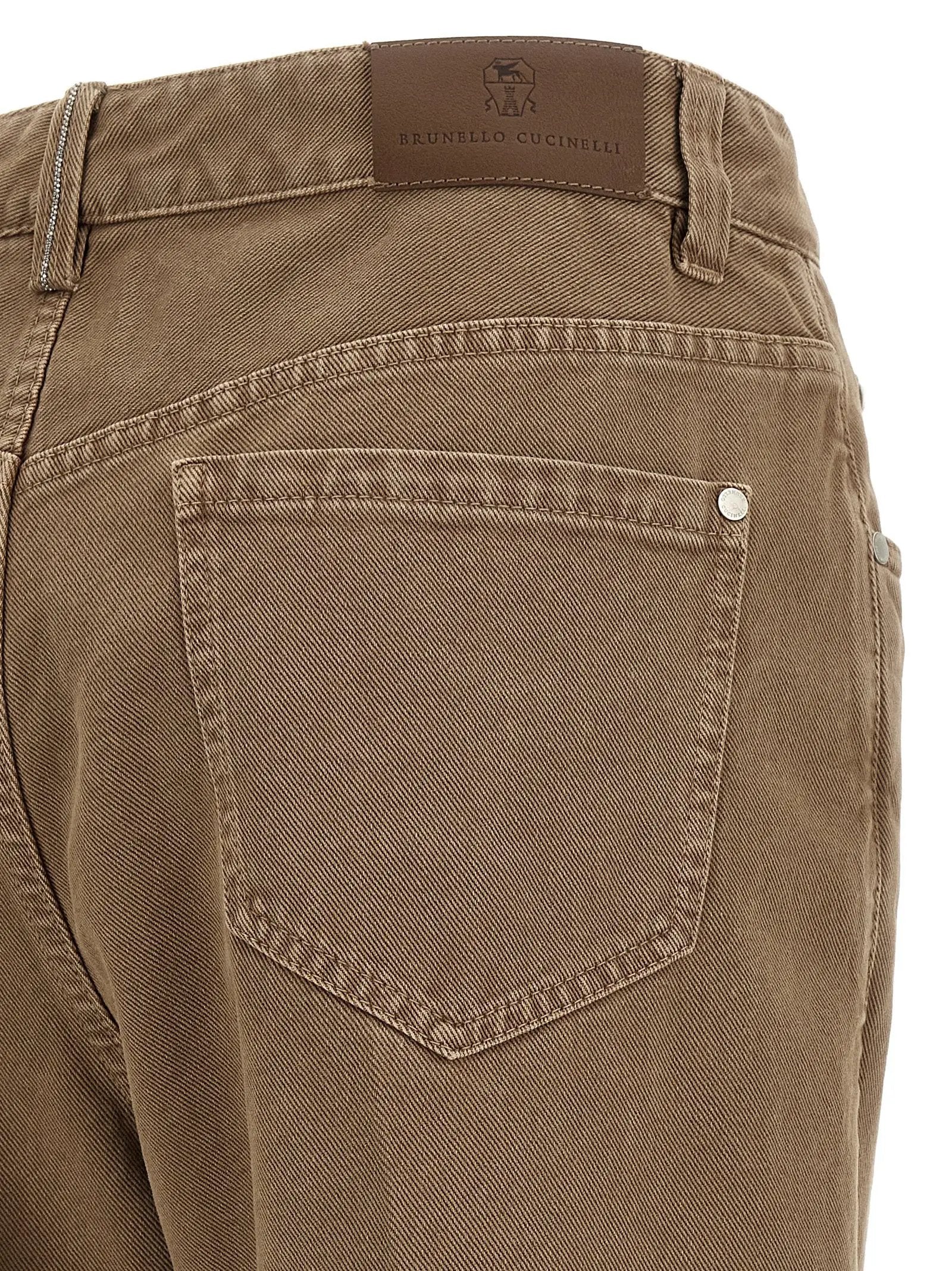 Brunello Cucinelli Jean droit en coton beige