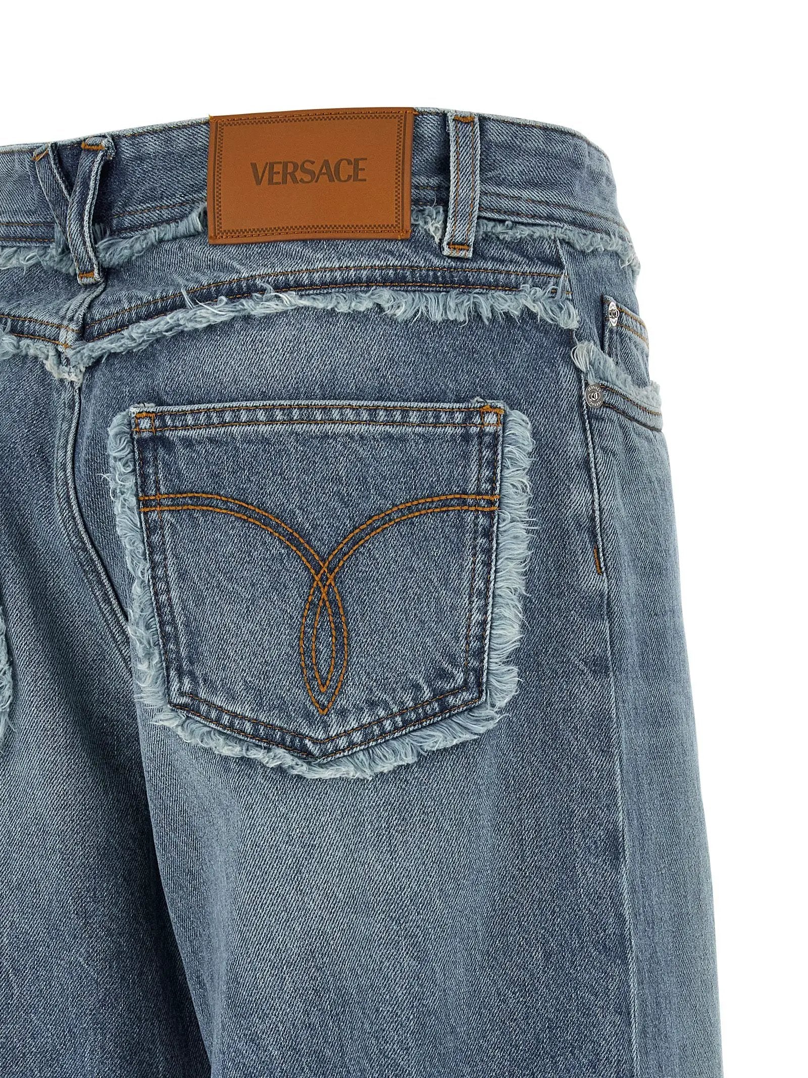 Versace Blue Cotton Boyfriend Jeans