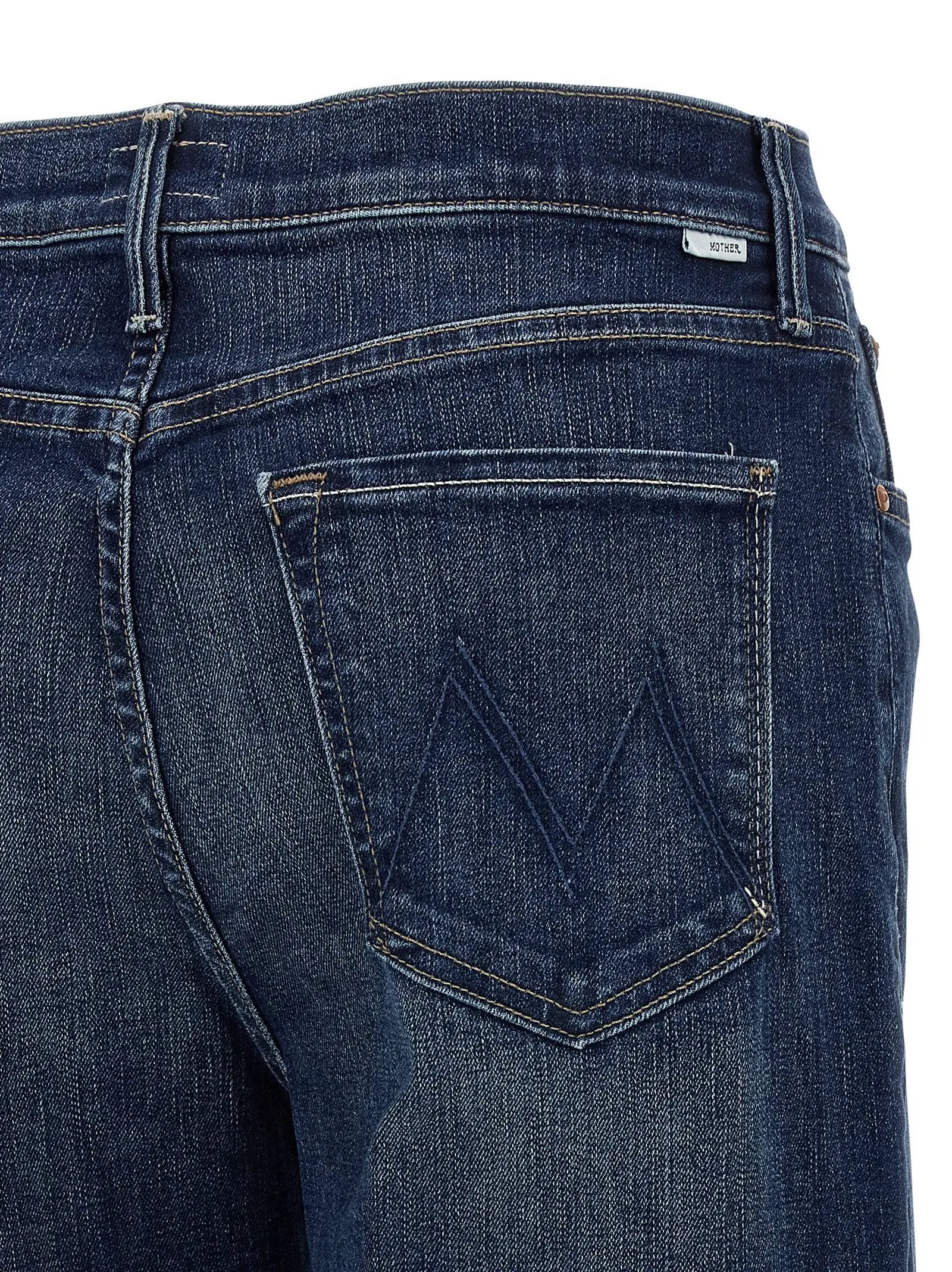 Mother Denim Blue Cotton Straight-Leg Jeans
