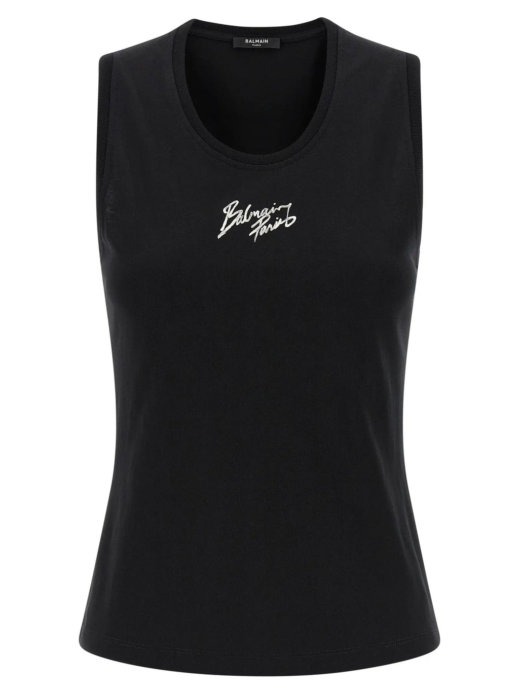 Balmain Black Cotton Sleeveles T-Shirt