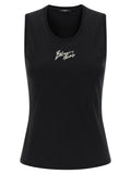 Balmain Black Cotton Sleeveles T-Shirt