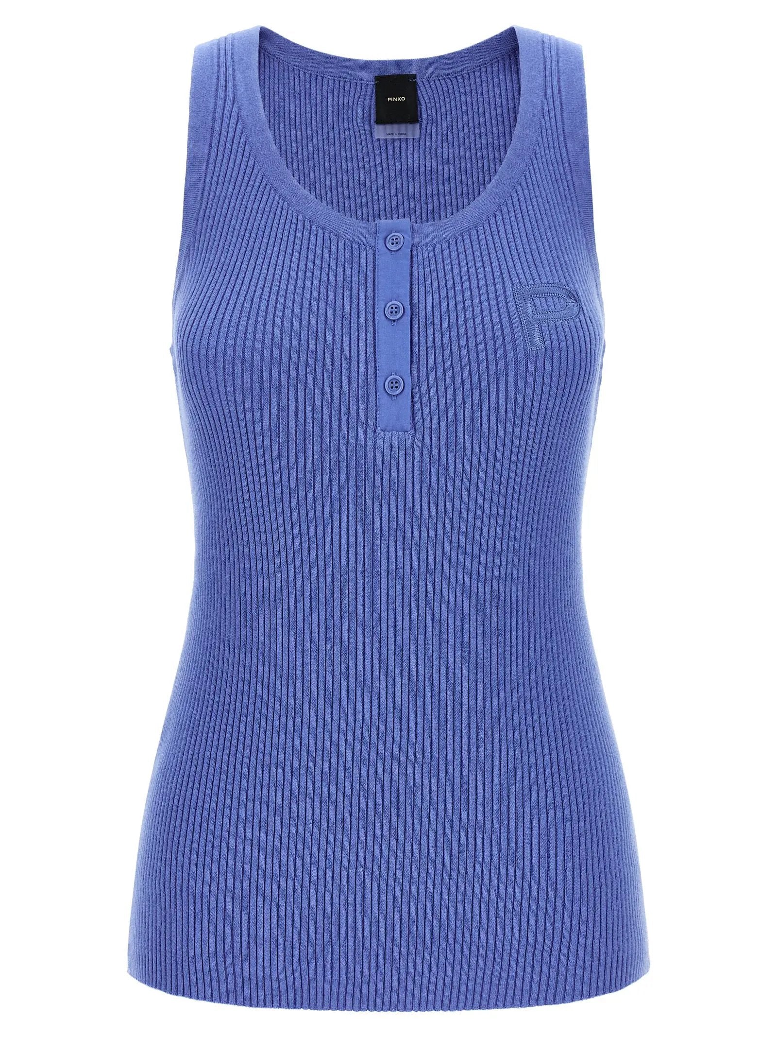 PINKO Blue Cotton Tank Tops