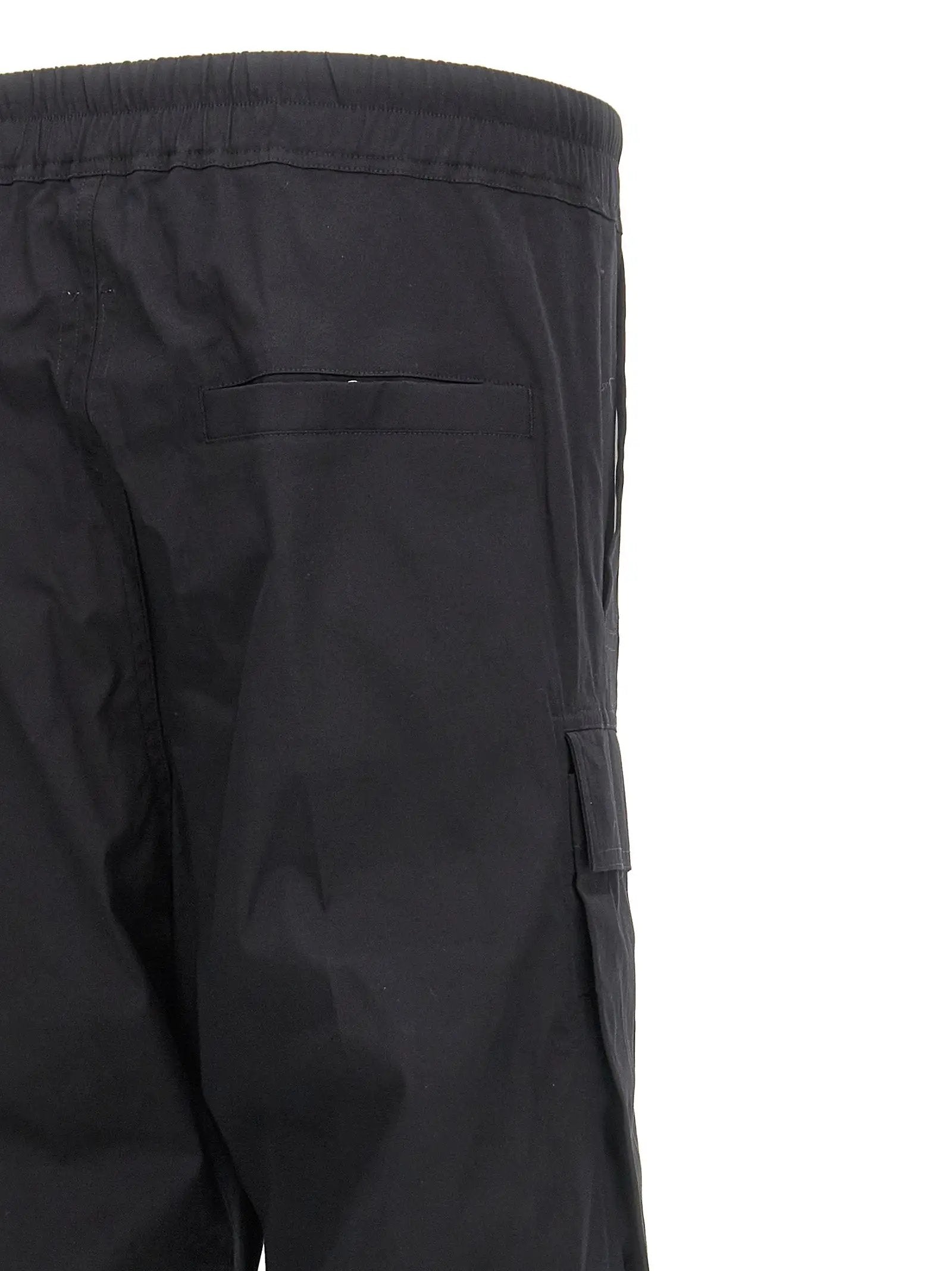 Rick Owens Black Cotton Cargo Pants