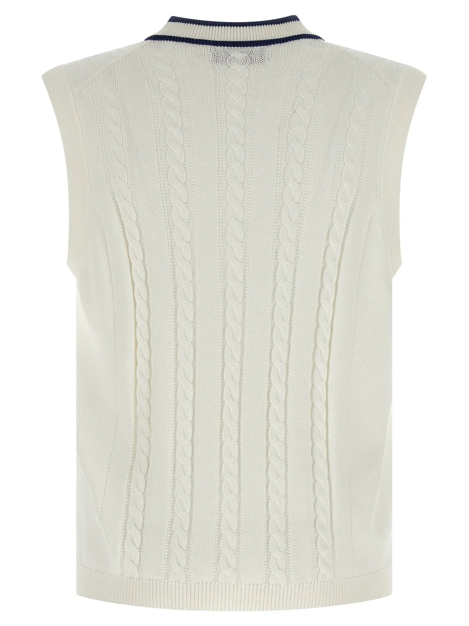Brunello Cucinelli White Cotton Sleeveles Sweater