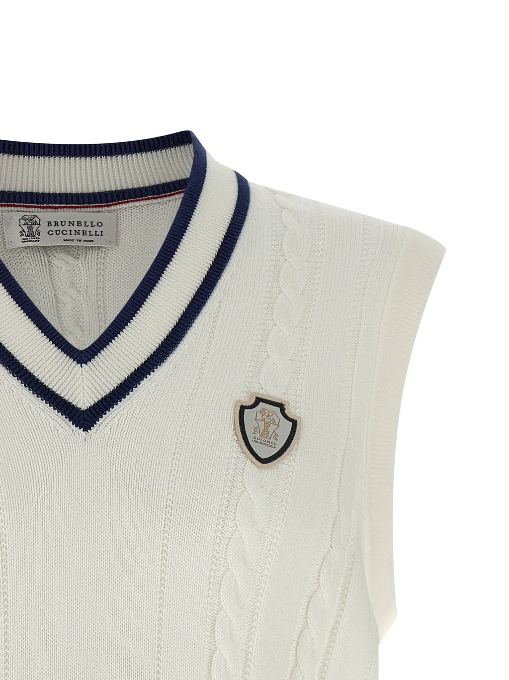 Brunello Cucinelli White Cotton Sleeveles Sweater