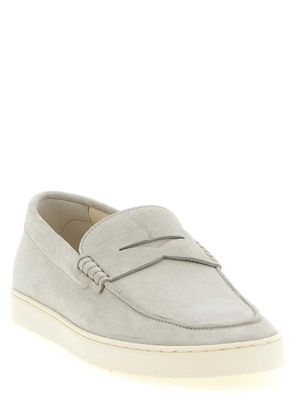 Brunello Cucinelli Gray Calfskin Slip-On Loafers