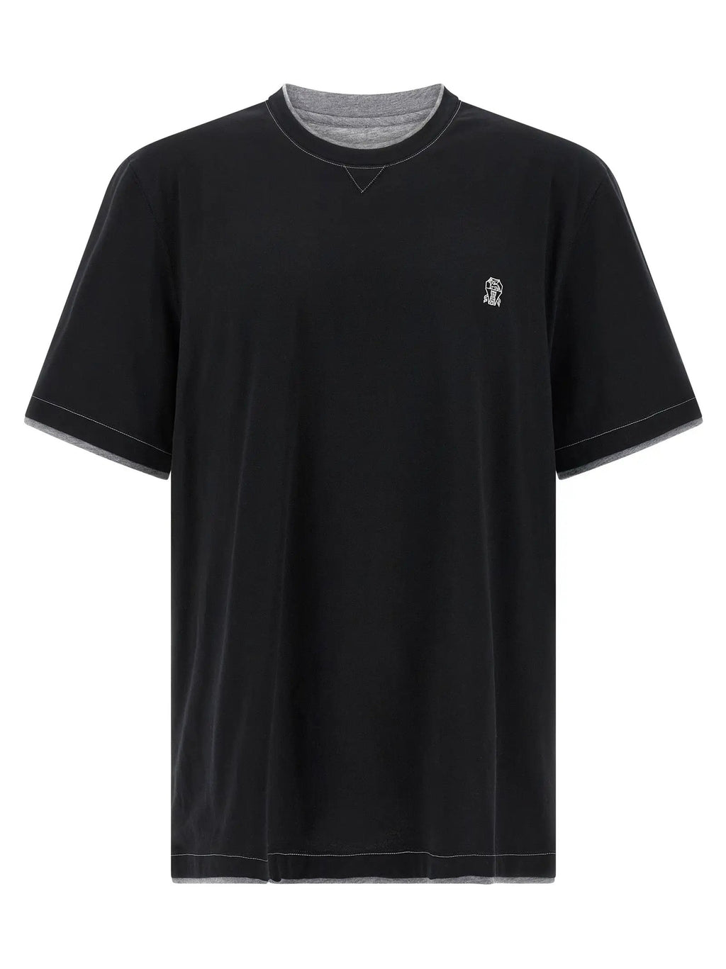 T-shirt en coton noir Brunello Cucinelli