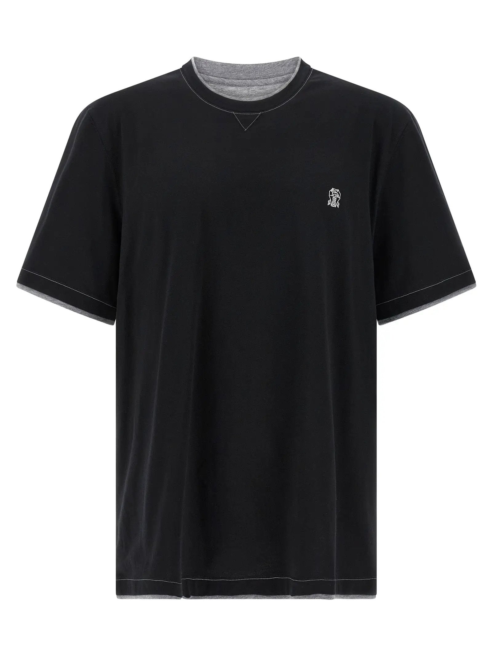 T-shirt en coton noir Brunello Cucinelli