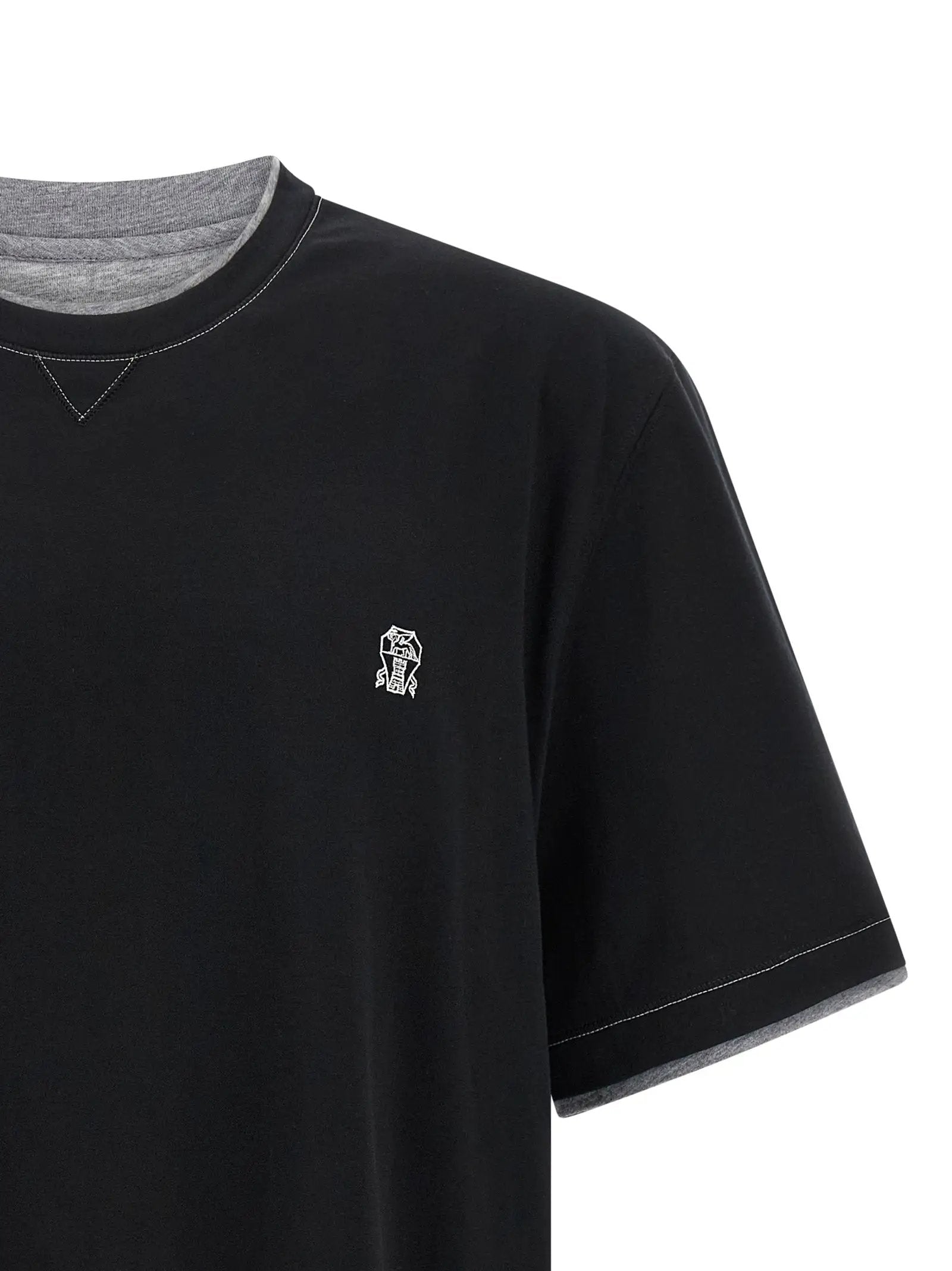 T-shirt en coton noir Brunello Cucinelli