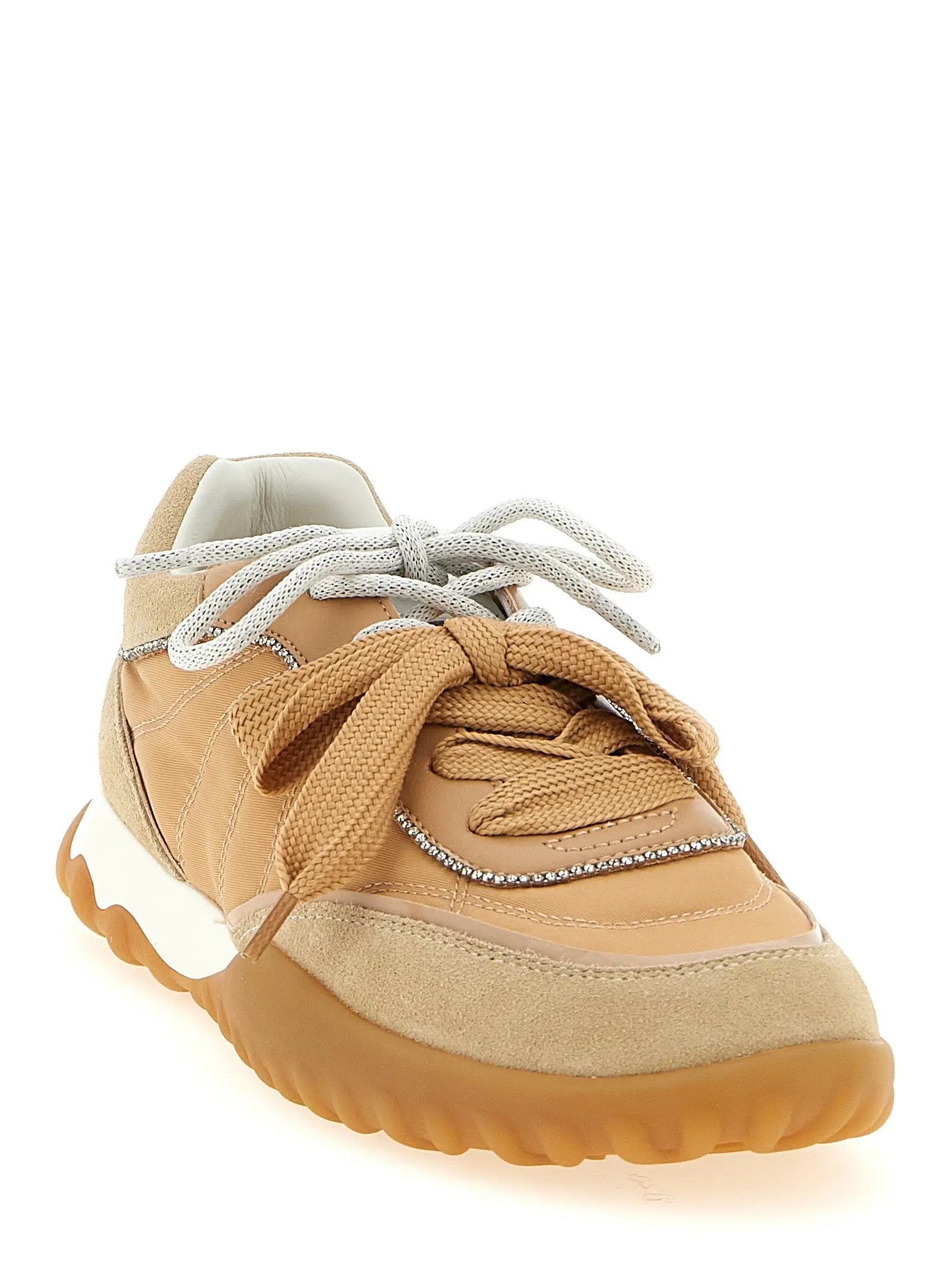 PINKO Beige Calfskin Athletic Sneakers