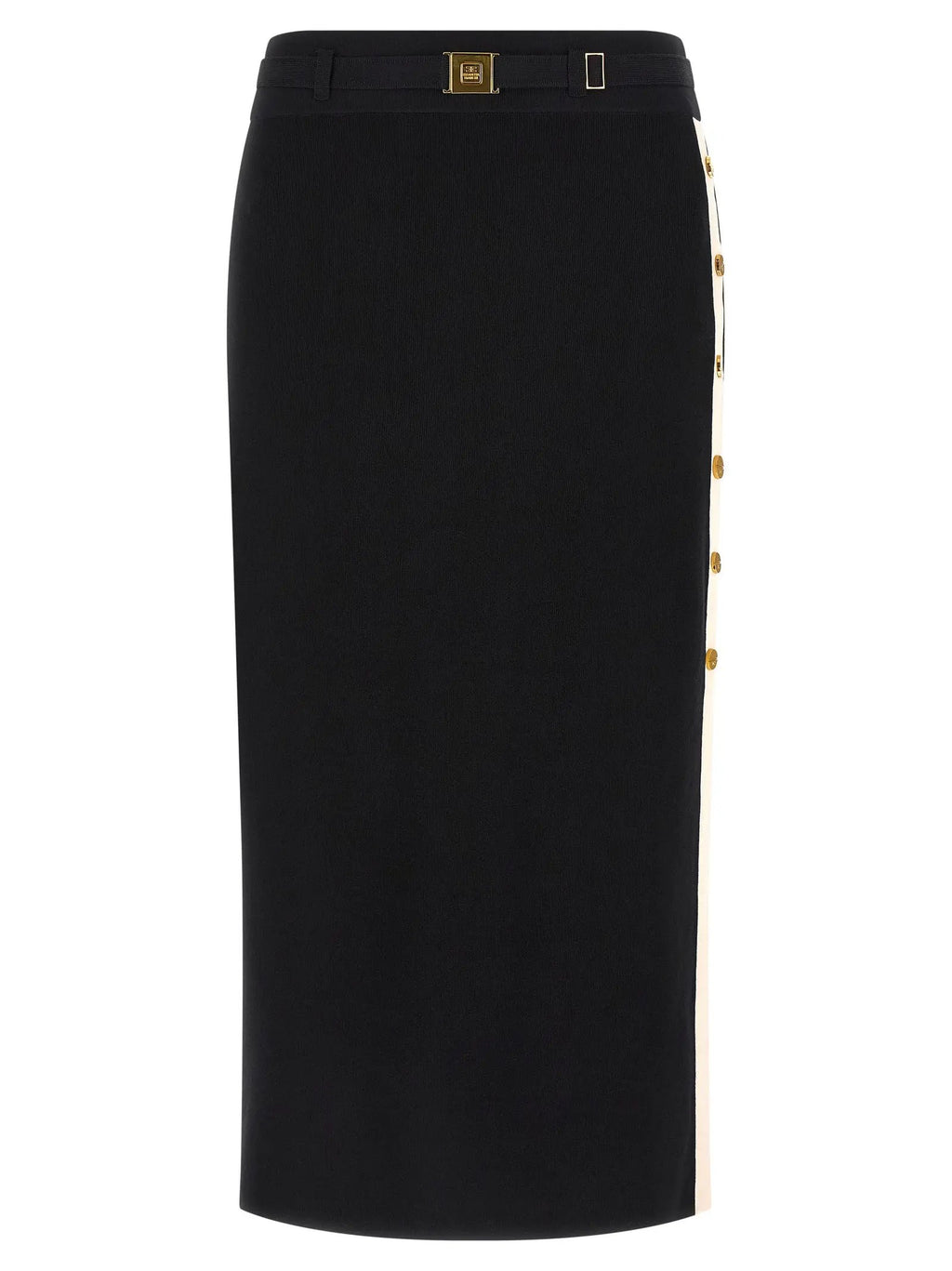 Elisabetta Franchi Black Viscose Midi Skirt