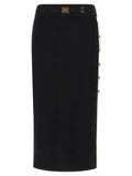 Elisabetta Franchi Black Viscose Midi Skirt